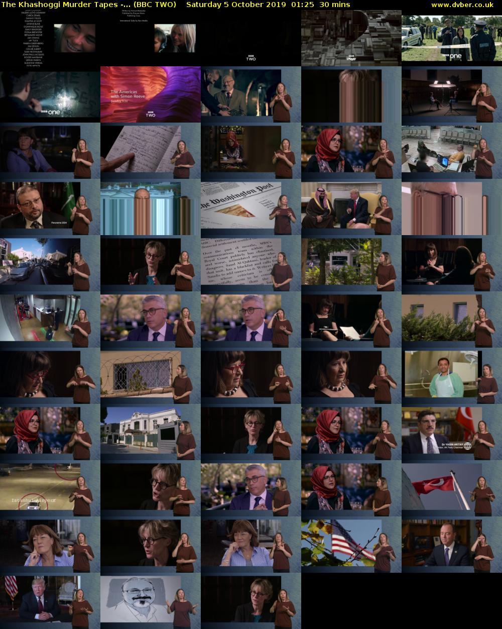 The Khashoggi Murder Tapes -... (BBC TWO) Saturday 5 October 2019 01:25 - 01:55