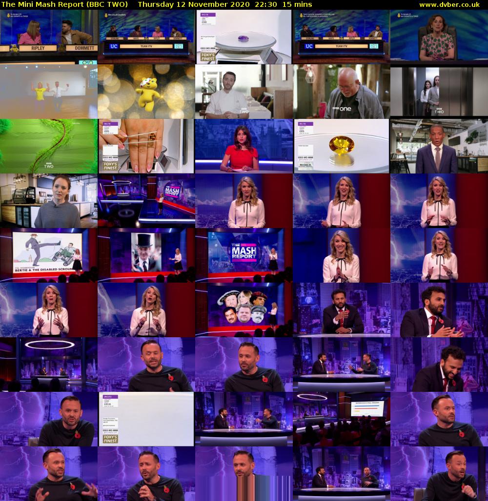 The Mini Mash Report (BBC TWO) Thursday 12 November 2020 22:30 - 22:45