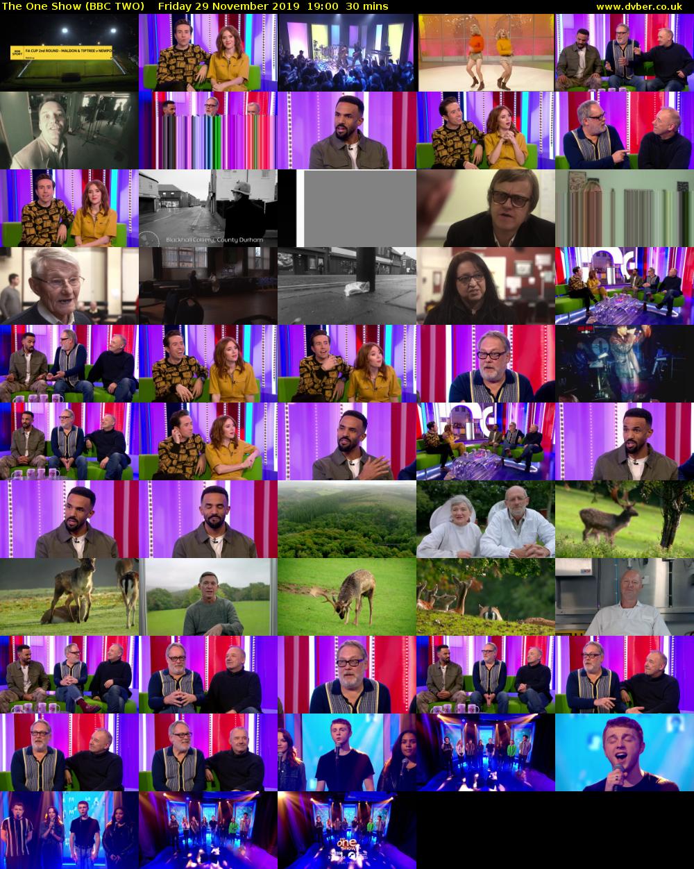 The One Show (BBC TWO) Friday 29 November 2019 19:00 - 19:30