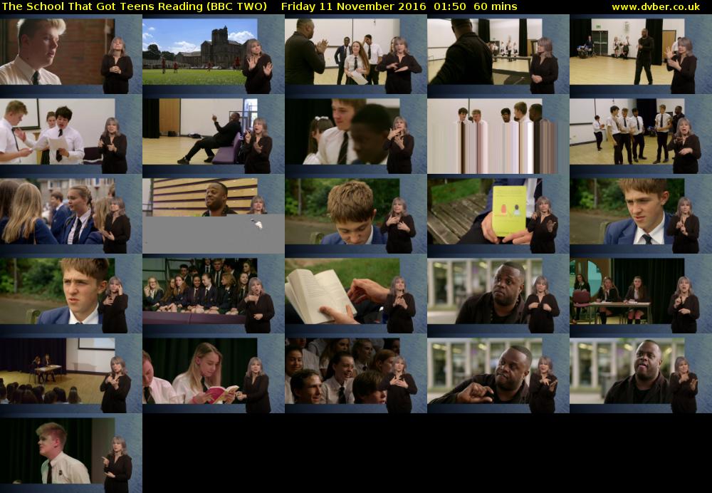 The School That Got Teens Reading (BBC TWO) Friday 11 November 2016 01:50 - 02:50