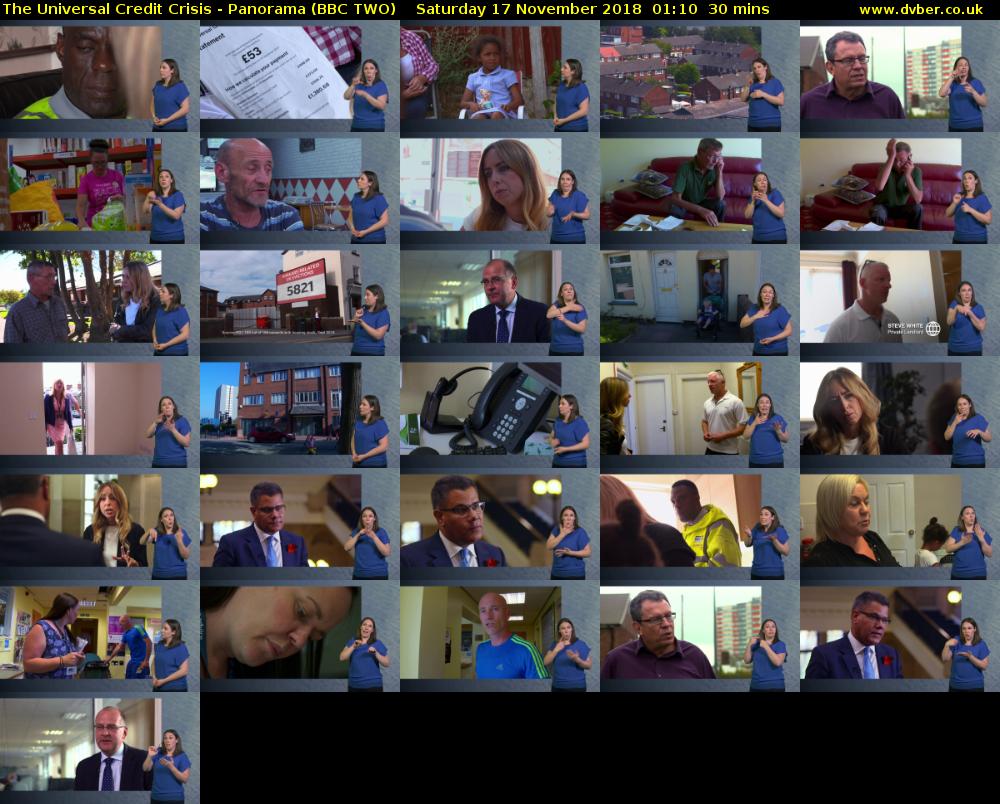 The Universal Credit Crisis - Panorama (BBC TWO) Saturday 17 November 2018 01:10 - 01:40