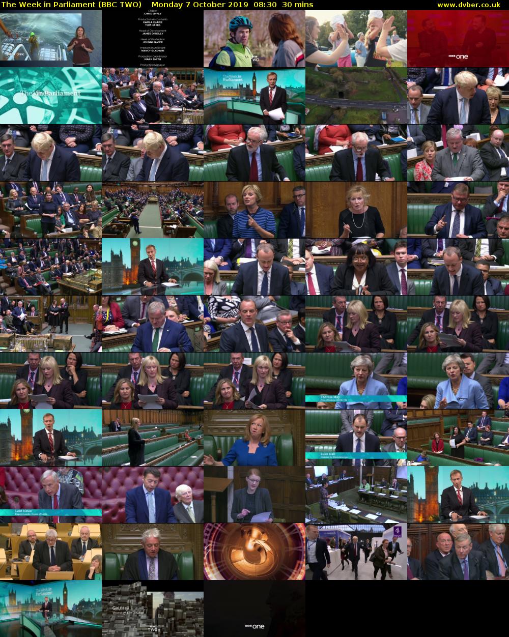 The Week in Parliament (BBC TWO) Monday 7 October 2019 08:30 - 09:00