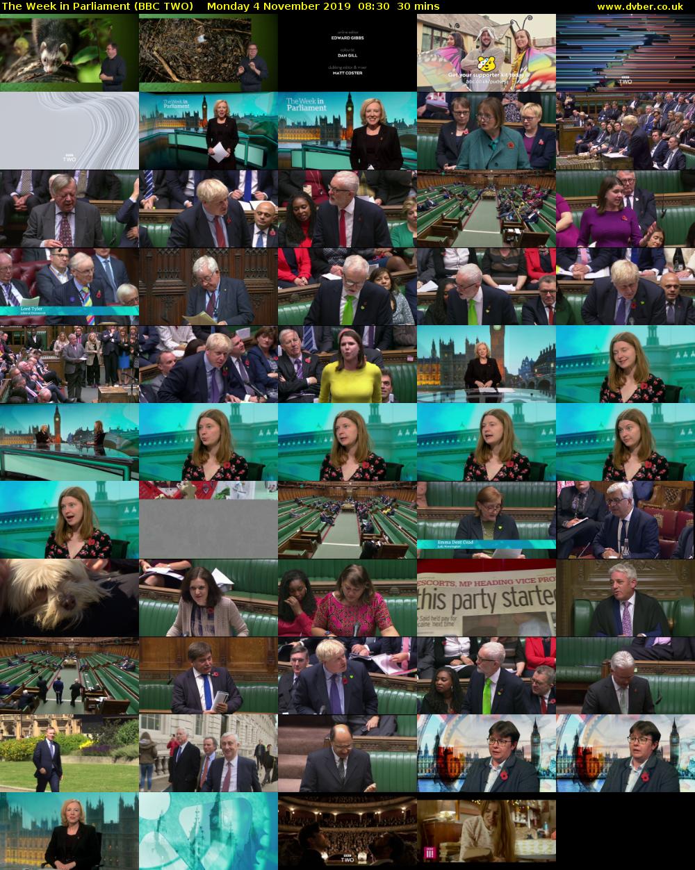 The Week in Parliament (BBC TWO) Monday 4 November 2019 08:30 - 09:00