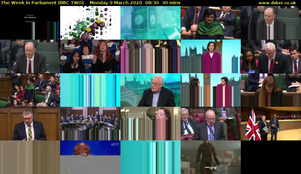 The Week in Parliament (BBC TWO) Monday 9 March 2020 08:30 - 09:00