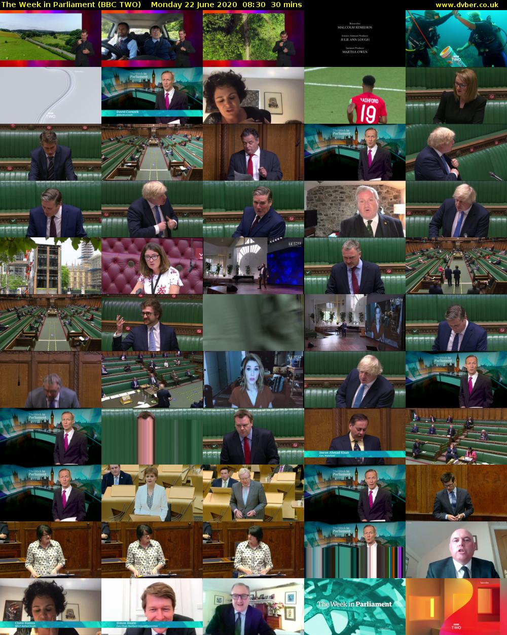 The Week in Parliament (BBC TWO) Monday 22 June 2020 08:30 - 09:00