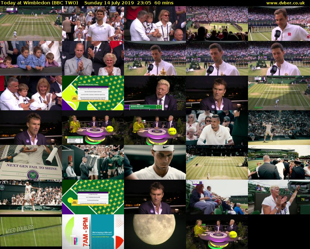 Today at Wimbledon (BBC TWO) Sunday 14 July 2019 23:05 - 00:05