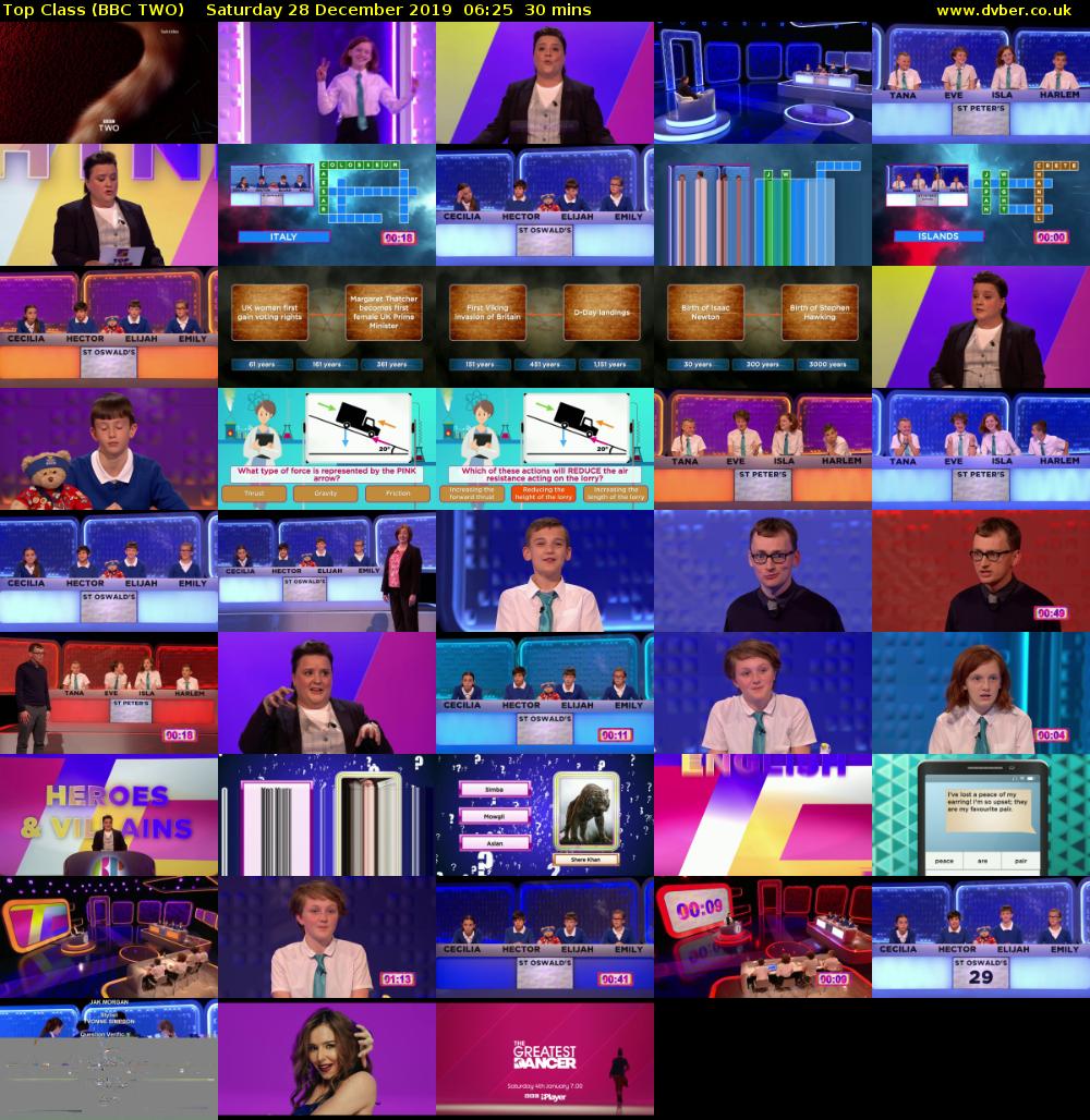 Top Class (BBC TWO) Saturday 28 December 2019 06:25 - 06:55