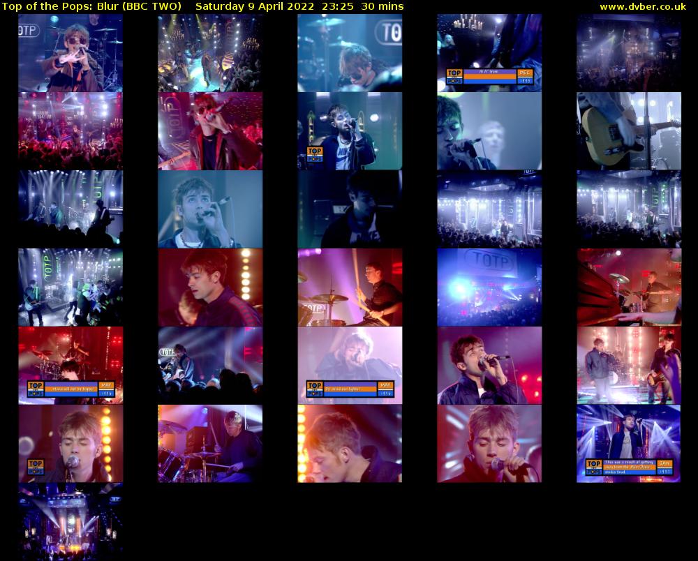 Top of the Pops: Blur (BBC TWO) Saturday 9 April 2022 23:25 - 23:55