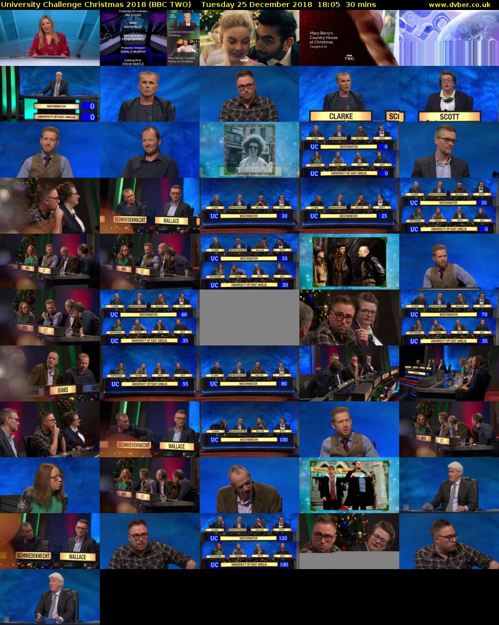 University Challenge Christmas 2018 (BBC TWO) Tuesday 25 December 2018 18:05 - 18:35