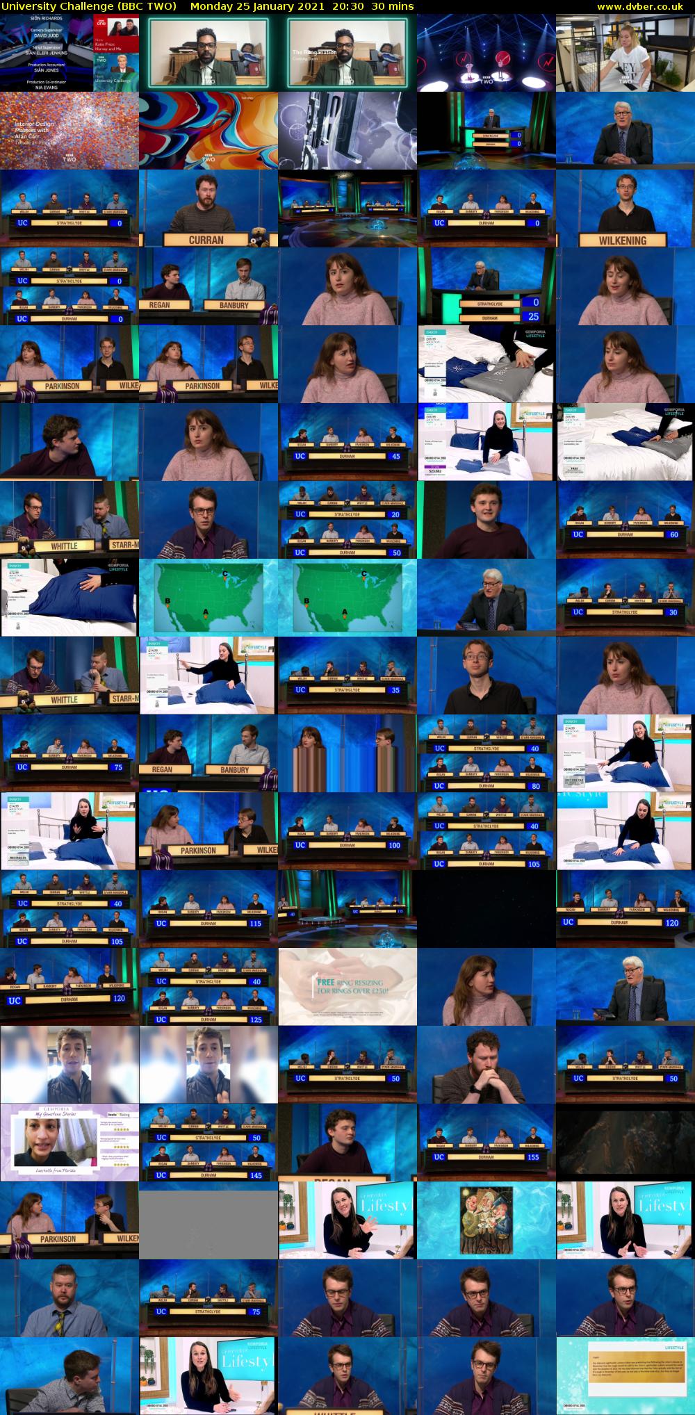 University Challenge (BBC TWO) Monday 25 January 2021 20:30 - 21:00