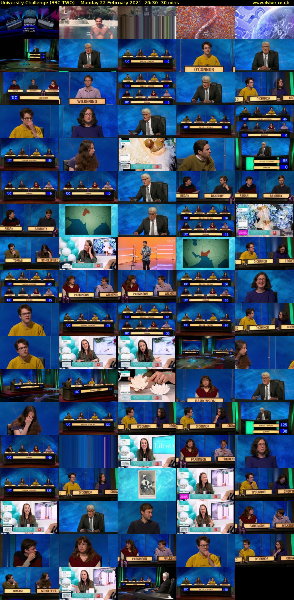 University Challenge (BBC TWO) Monday 22 February 2021 20:30 - 21:00
