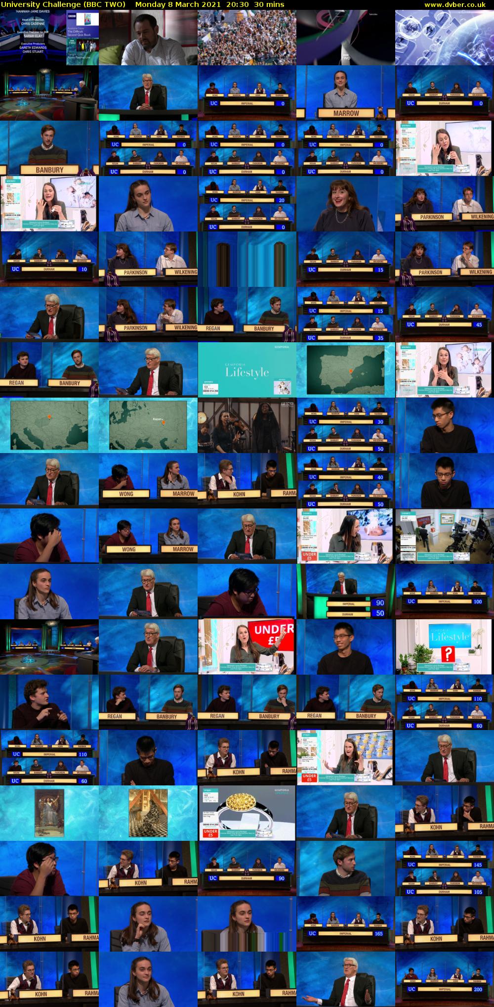 University Challenge (BBC TWO) Monday 8 March 2021 20:30 - 21:00