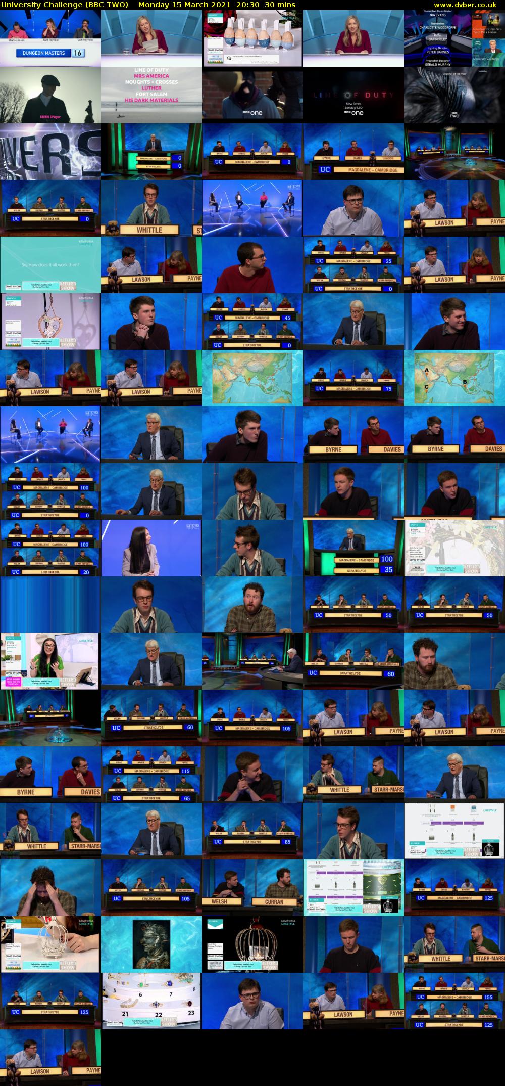 University Challenge (BBC TWO) Monday 15 March 2021 20:30 - 21:00