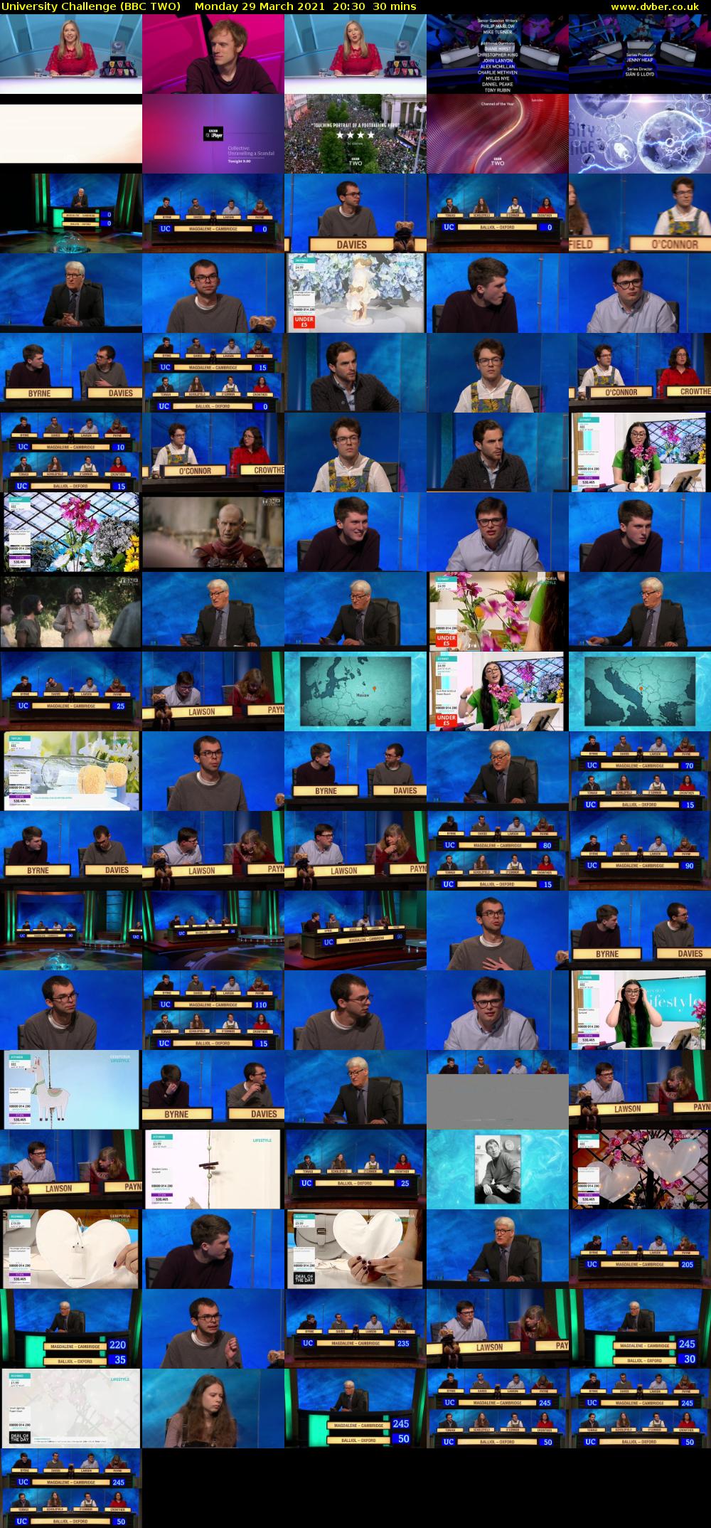 University Challenge (BBC TWO) Monday 29 March 2021 20:30 - 21:00