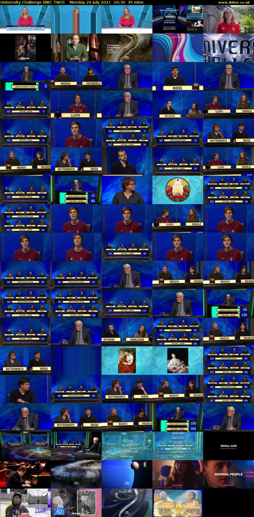 University Challenge (BBC TWO) Monday 26 July 2021 20:30 - 21:05