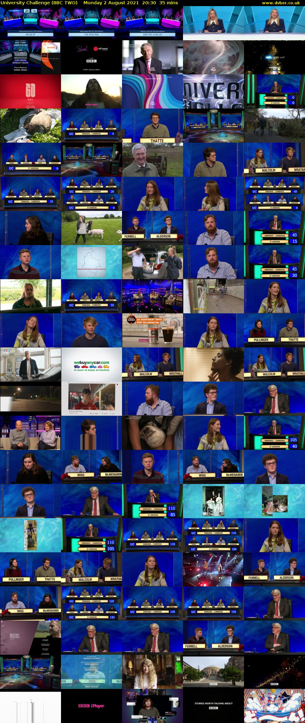 University Challenge (BBC TWO) Monday 2 August 2021 20:30 - 21:05