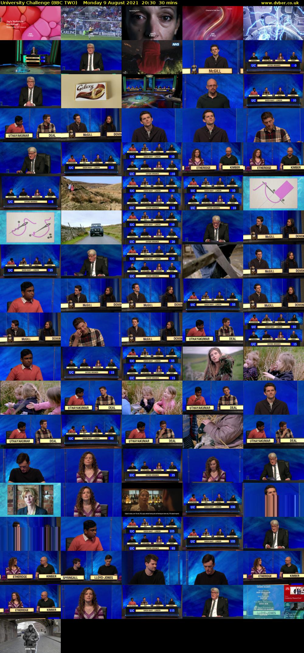 University Challenge (BBC TWO) Monday 9 August 2021 20:30 - 21:00