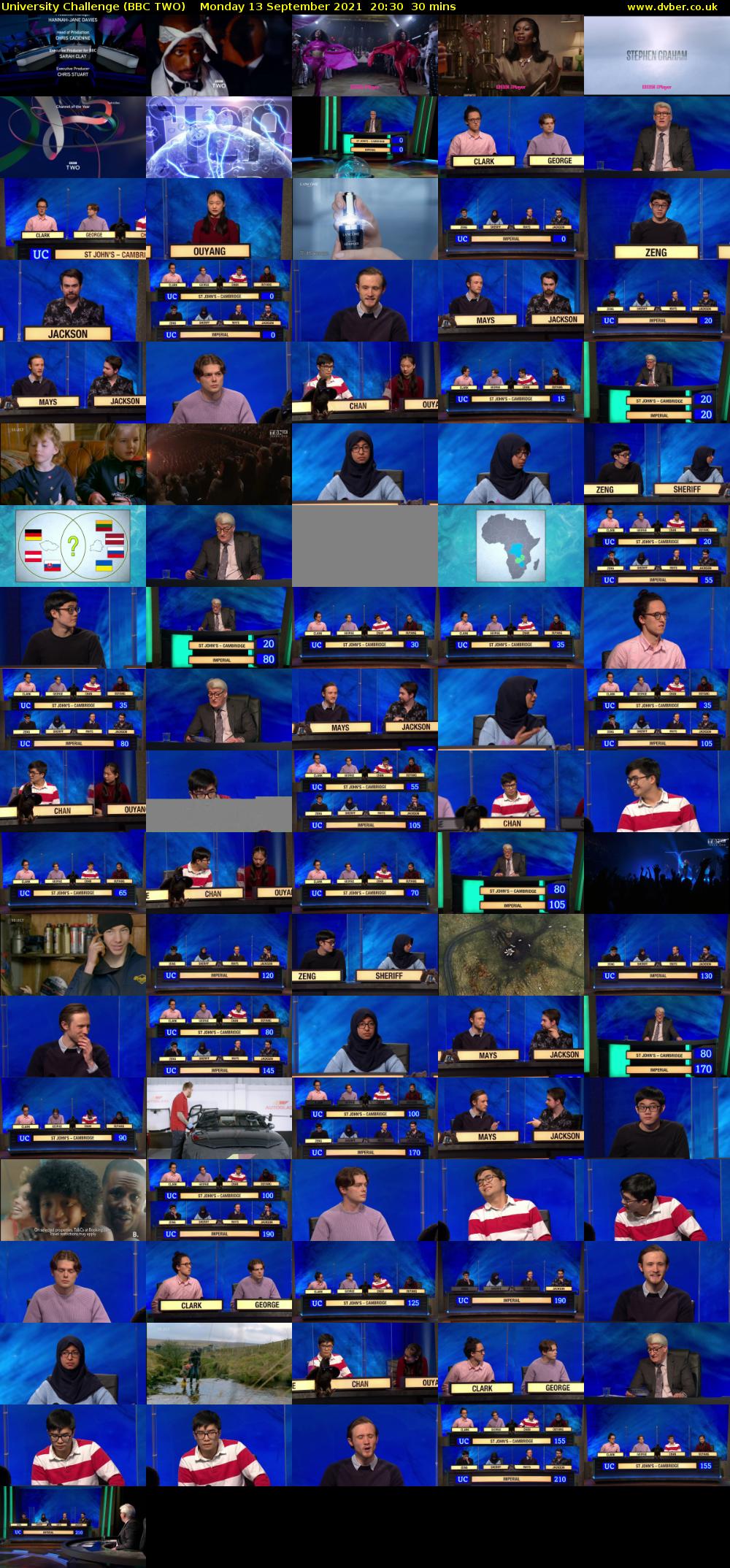 University Challenge (BBC TWO) Monday 13 September 2021 20:30 - 21:00