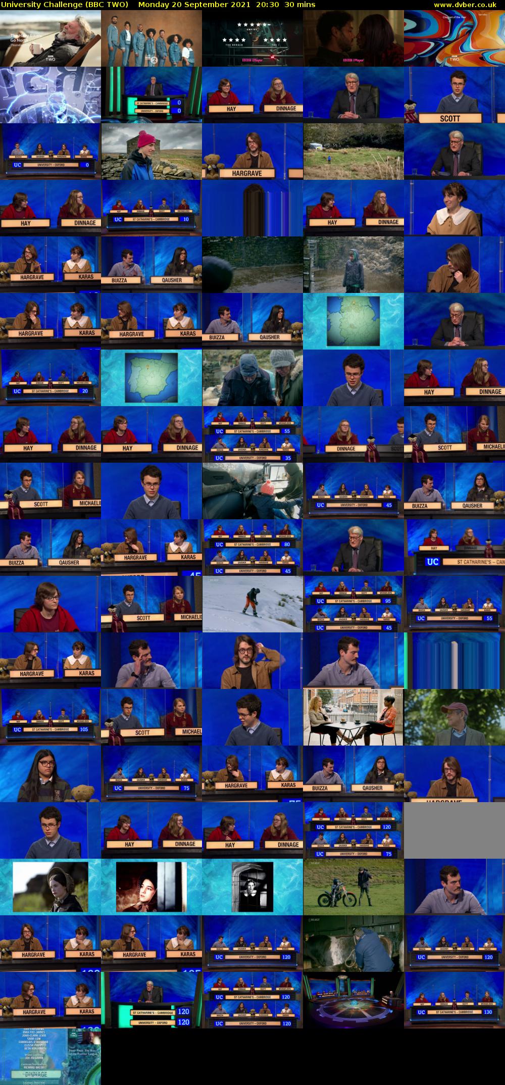 University Challenge (BBC TWO) Monday 20 September 2021 20:30 - 21:00