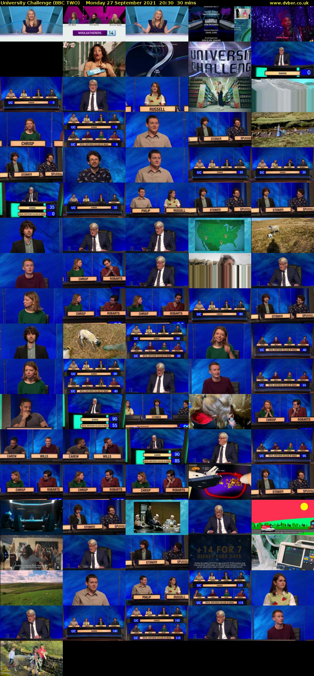 University Challenge (BBC TWO) Monday 27 September 2021 20:30 - 21:00
