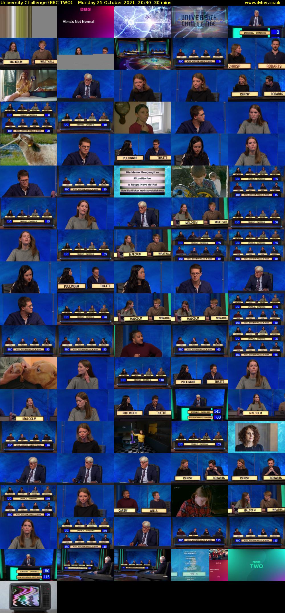 University Challenge (BBC TWO) Monday 25 October 2021 20:30 - 21:00