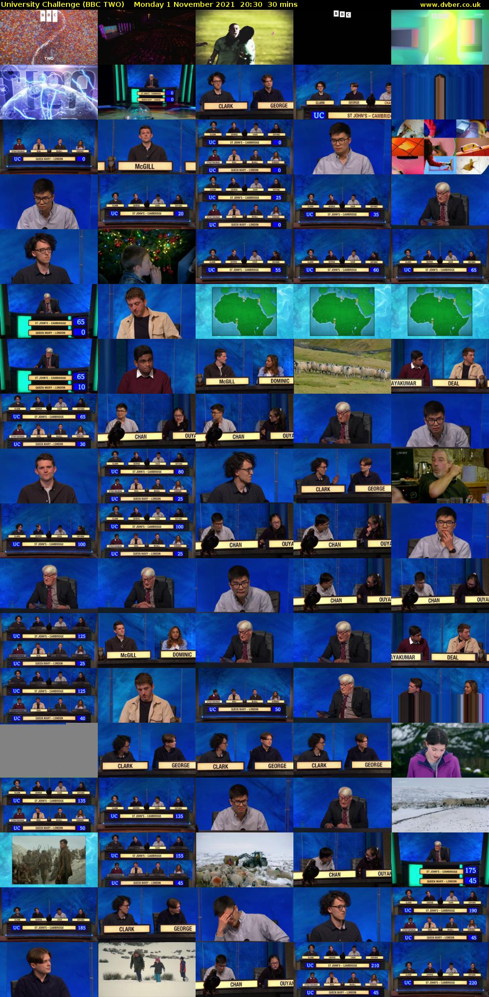 University Challenge (BBC TWO) Monday 1 November 2021 20:30 - 21:00