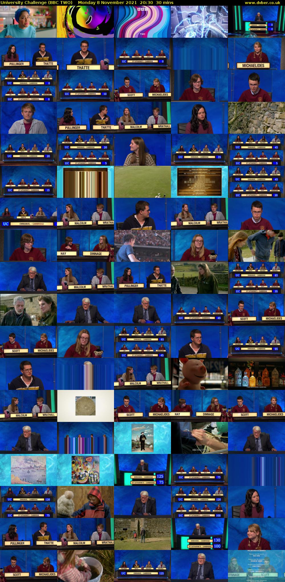University Challenge (BBC TWO) Monday 8 November 2021 20:30 - 21:00