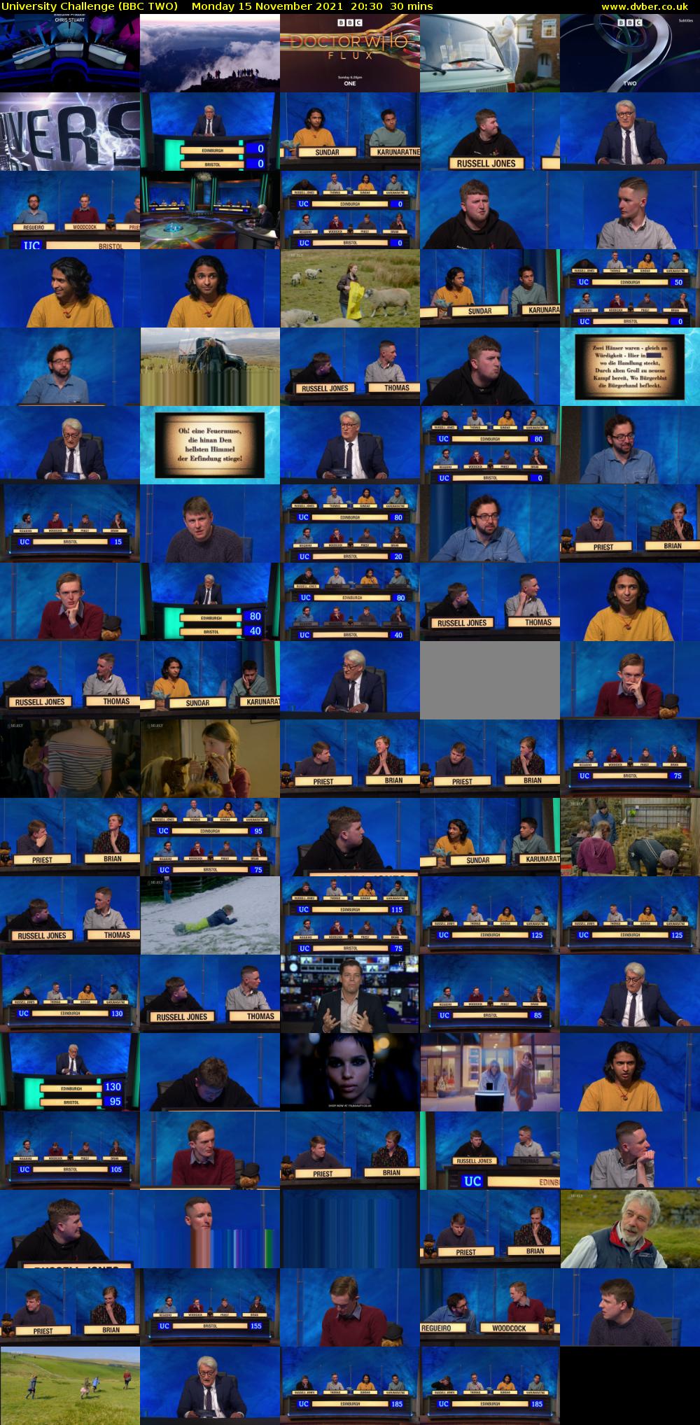 University Challenge (BBC TWO) Monday 15 November 2021 20:30 - 21:00