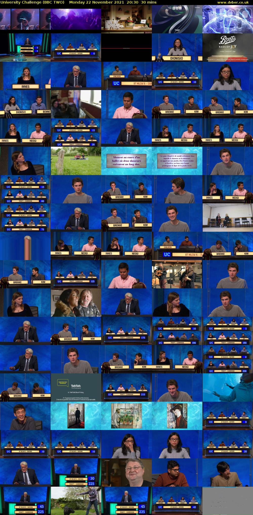 University Challenge (BBC TWO) Monday 22 November 2021 20:30 - 21:00