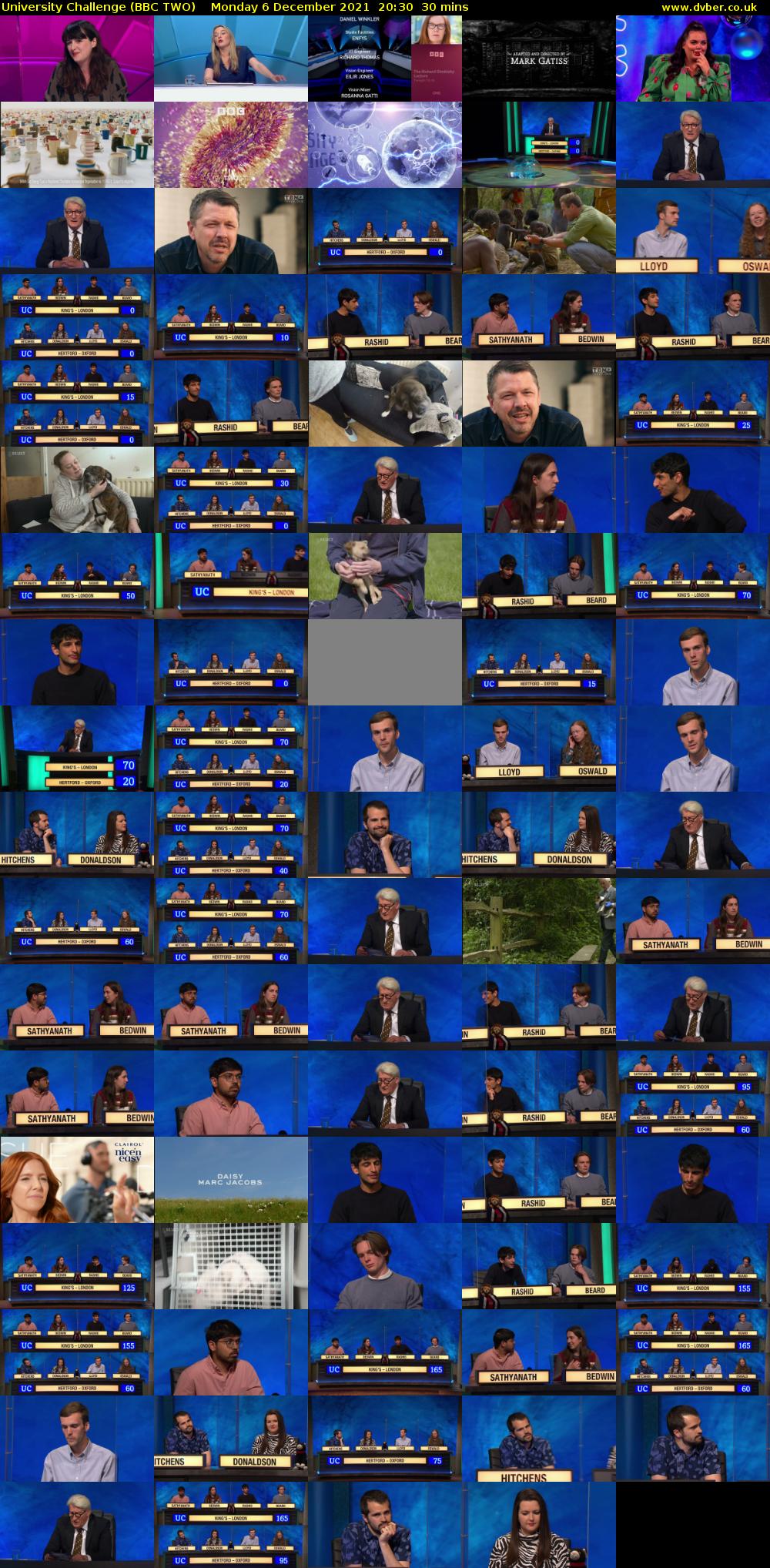 University Challenge (BBC TWO) Monday 6 December 2021 20:30 - 21:00