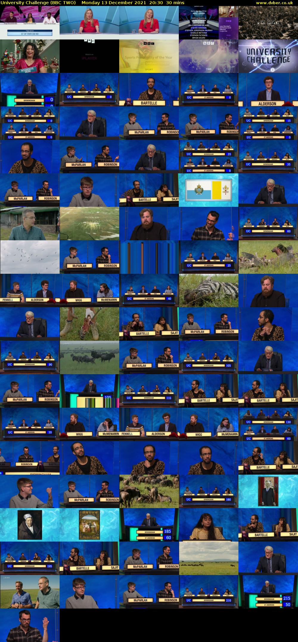 University Challenge (BBC TWO) Monday 13 December 2021 20:30 - 21:00