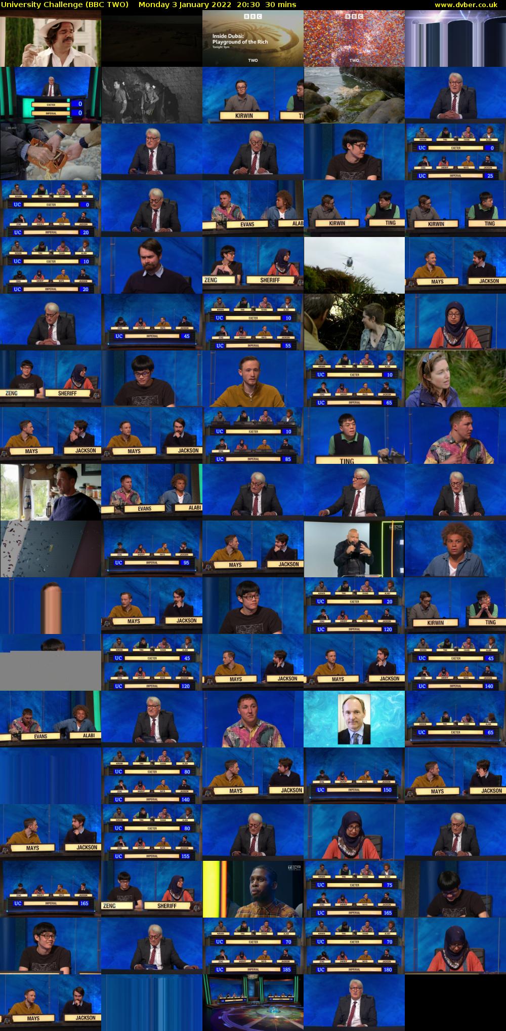 University Challenge (BBC TWO) Monday 3 January 2022 20:30 - 21:00