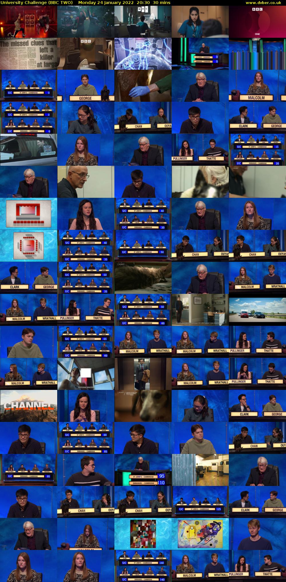 University Challenge (BBC TWO) Monday 24 January 2022 20:30 - 21:00