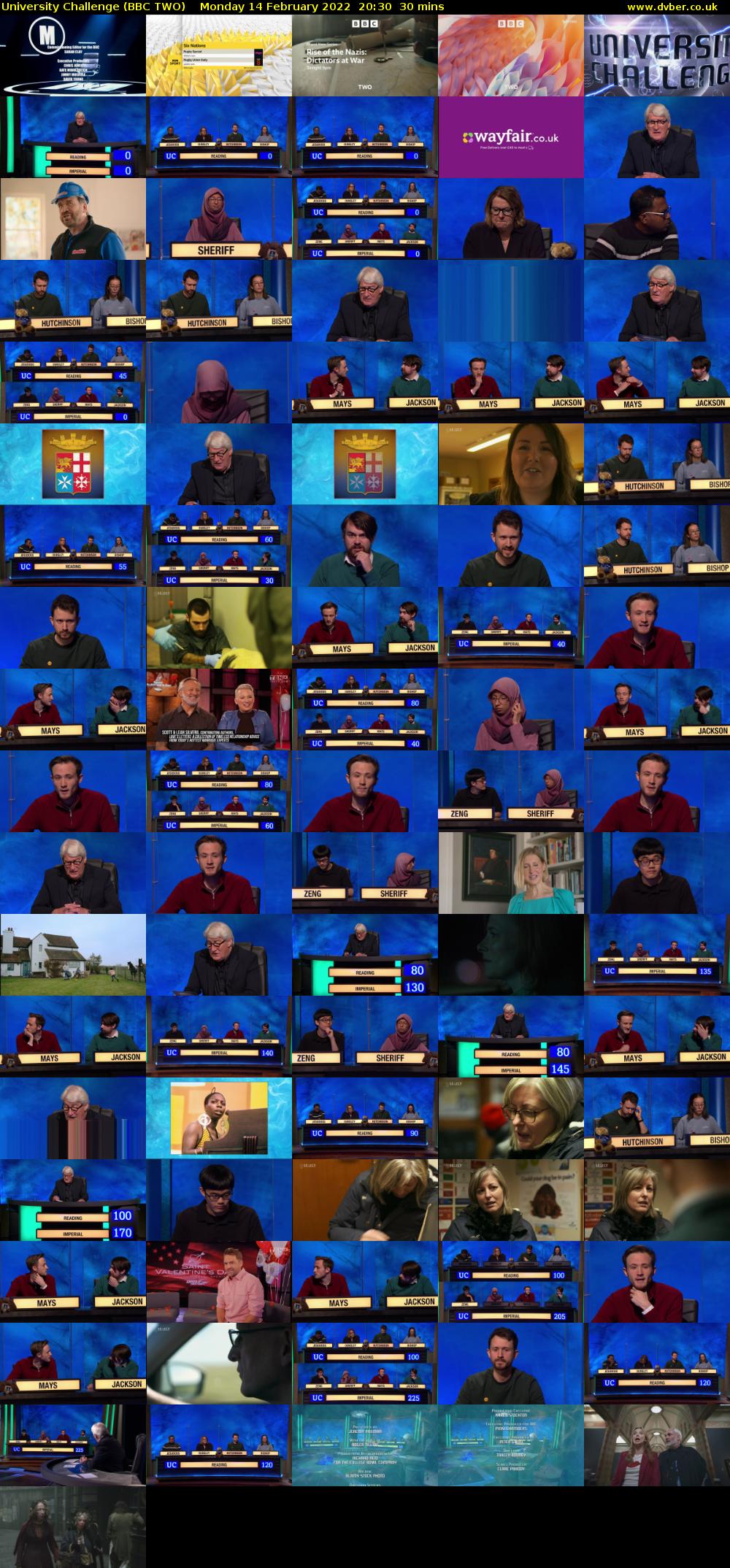 University Challenge (BBC TWO) Monday 14 February 2022 20:30 - 21:00