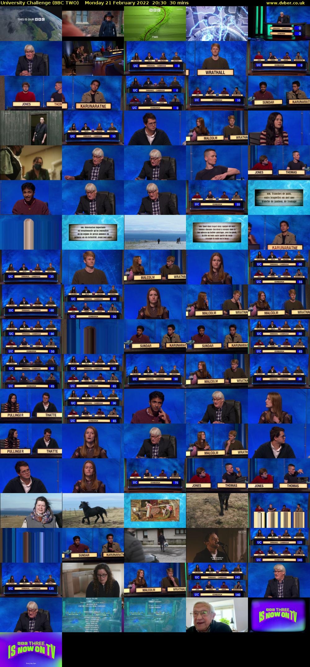 University Challenge (BBC TWO) Monday 21 February 2022 20:30 - 21:00
