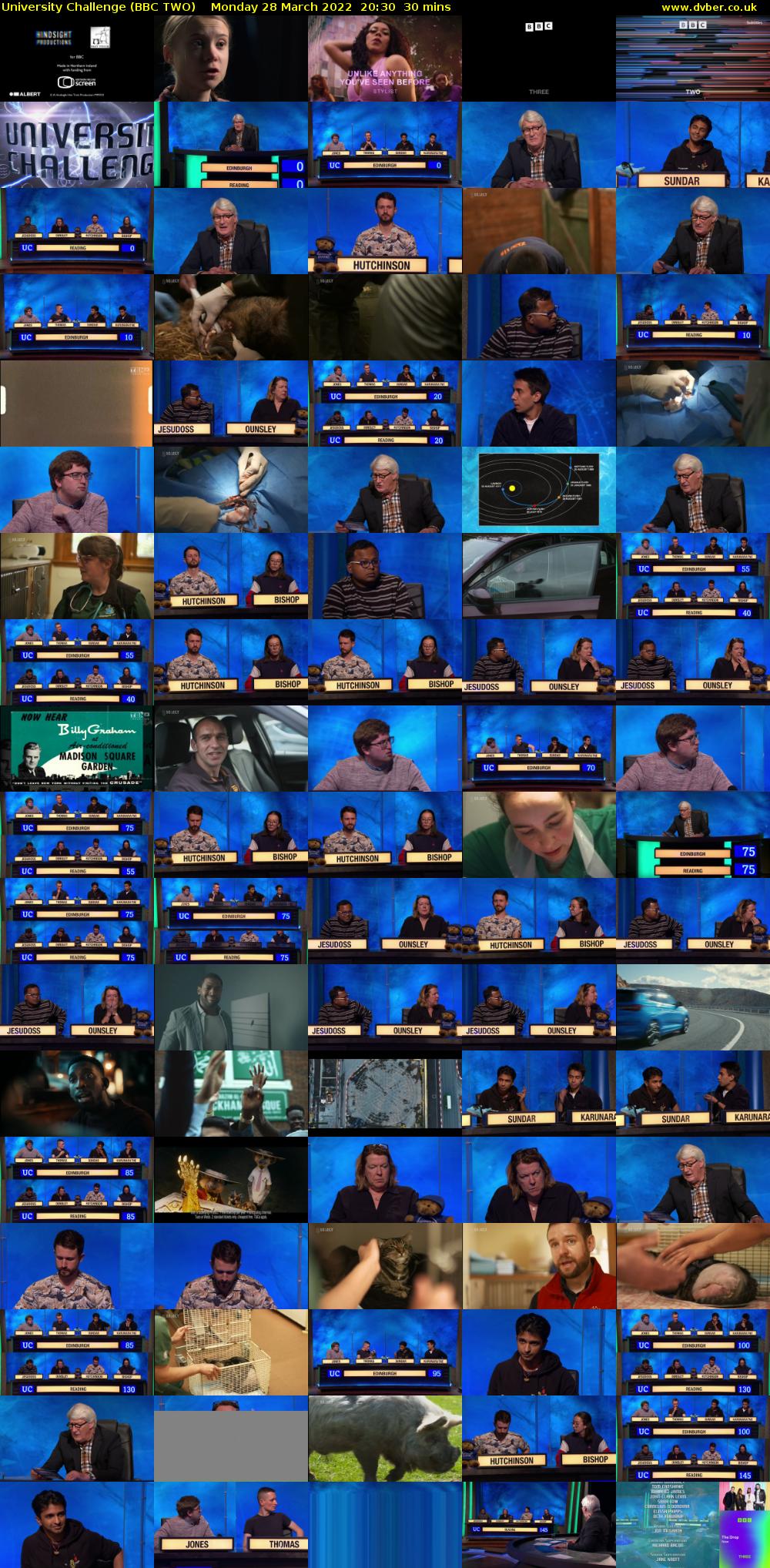 University Challenge (BBC TWO) Monday 28 March 2022 20:30 - 21:00
