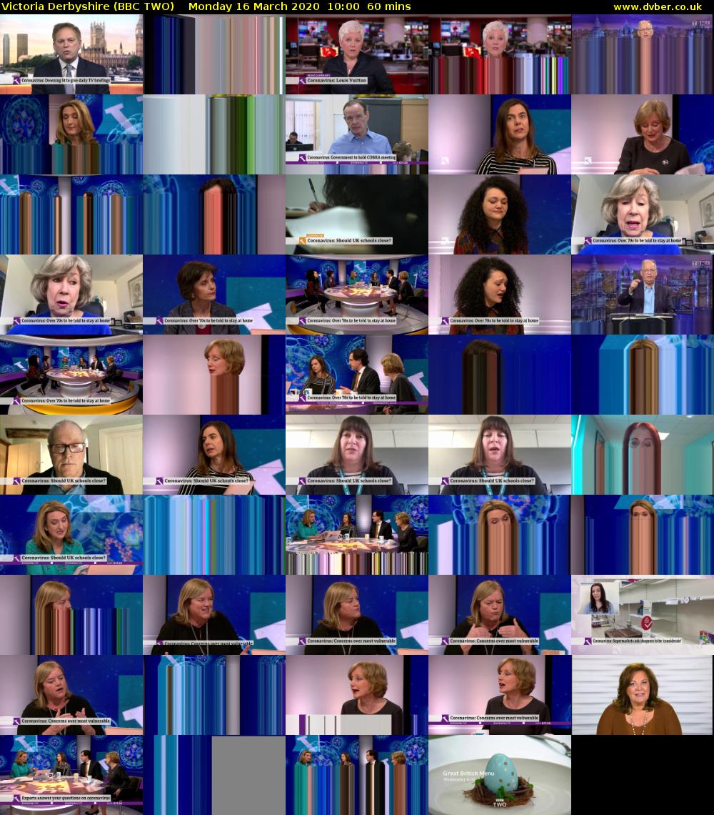 Victoria Derbyshire (BBC TWO) Monday 16 March 2020 10:00 - 11:00