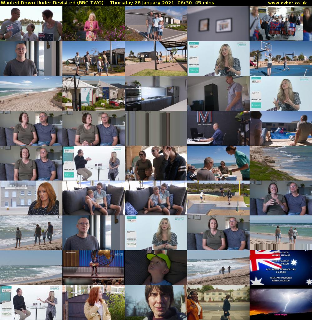 Wanted Down Under Revisited (BBC TWO) Thursday 28 January 2021 06:30 - 07:15