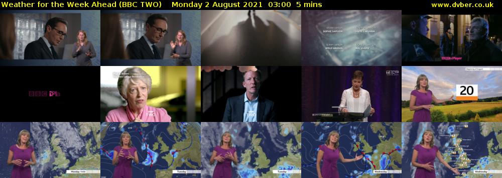 Weather for the Week Ahead (BBC TWO) Monday 2 August 2021 03:00 - 03:05