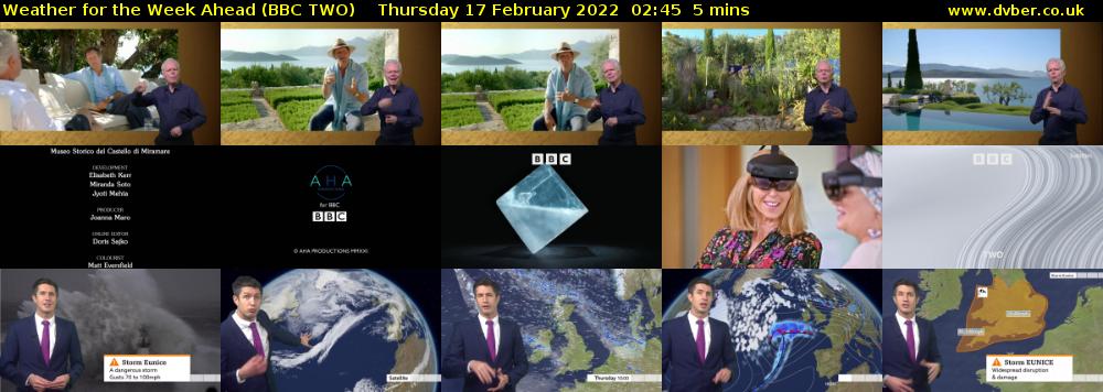 Weather for the Week Ahead (BBC TWO) Thursday 17 February 2022 02:45 - 02:50