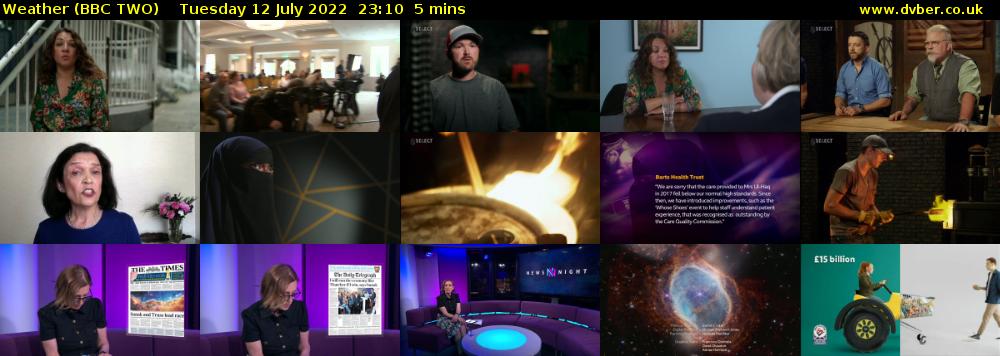 Weather (BBC TWO) Tuesday 12 July 2022 23:10 - 23:15