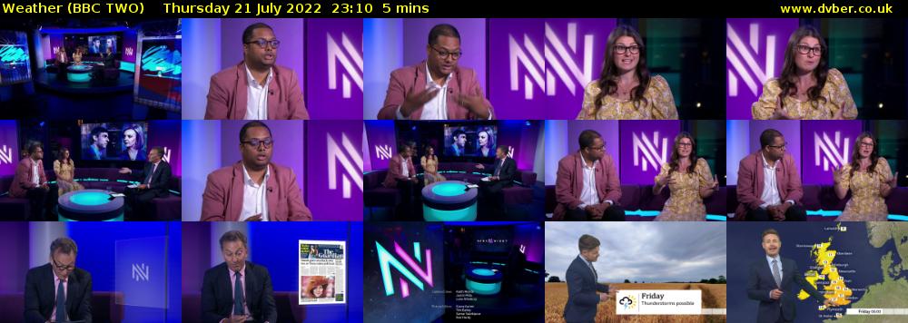 Weather (BBC TWO) Thursday 21 July 2022 23:10 - 23:15