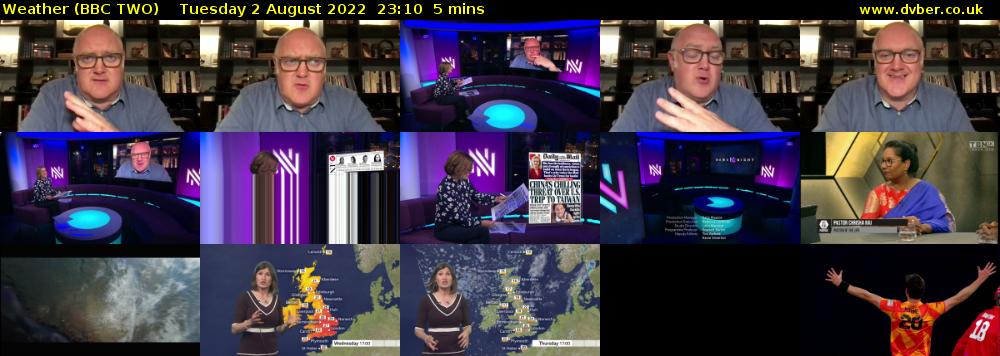 Weather (BBC TWO) Tuesday 2 August 2022 23:10 - 23:15