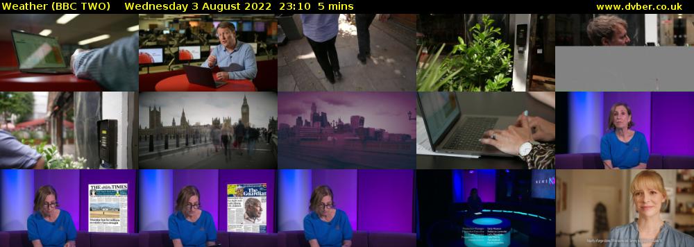 Weather (BBC TWO) Wednesday 3 August 2022 23:10 - 23:15