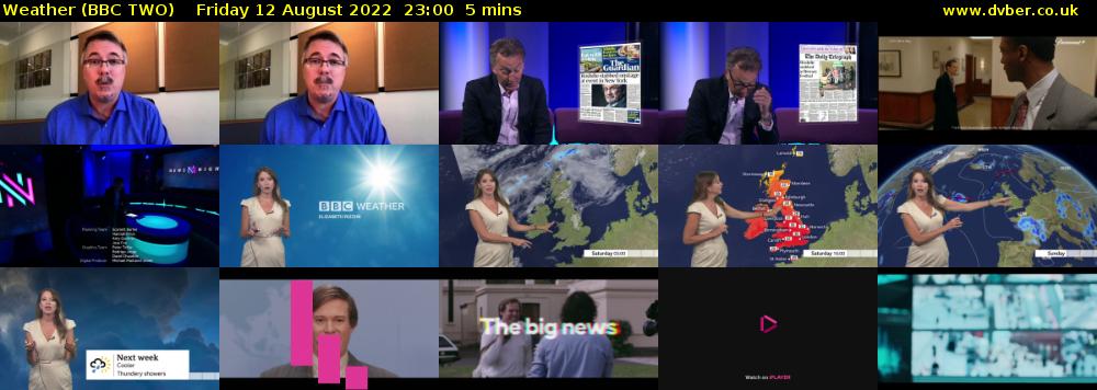 Weather (BBC TWO) Friday 12 August 2022 23:00 - 23:05