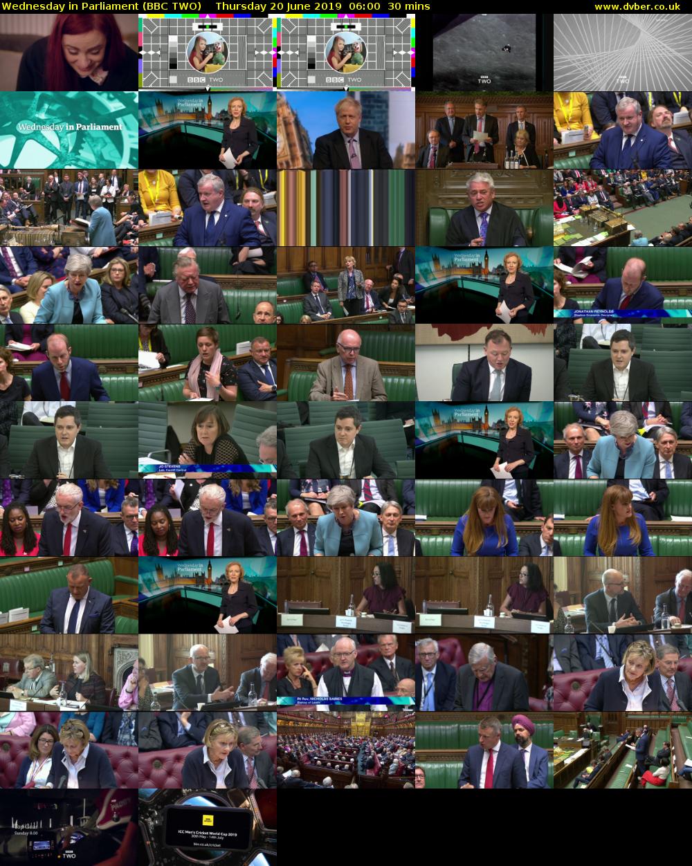 Wednesday in Parliament (BBC TWO) Thursday 20 June 2019 06:00 - 06:30