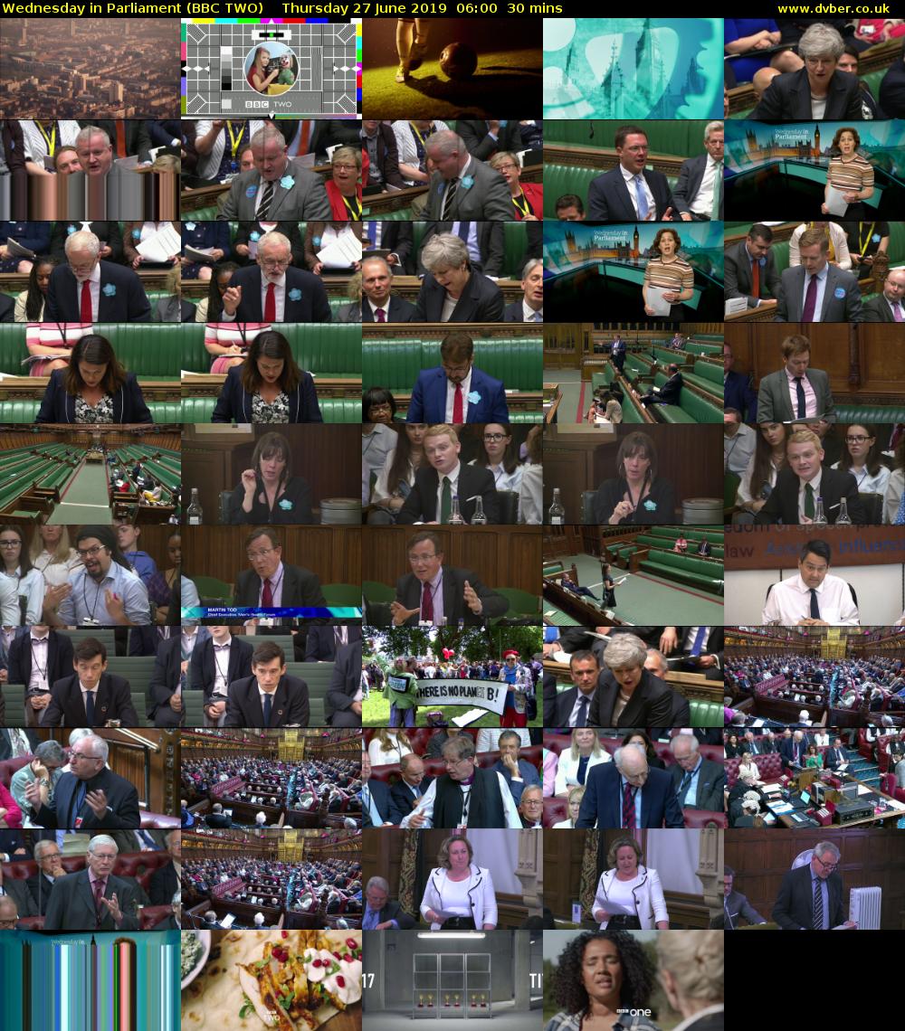 Wednesday in Parliament (BBC TWO) Thursday 27 June 2019 06:00 - 06:30