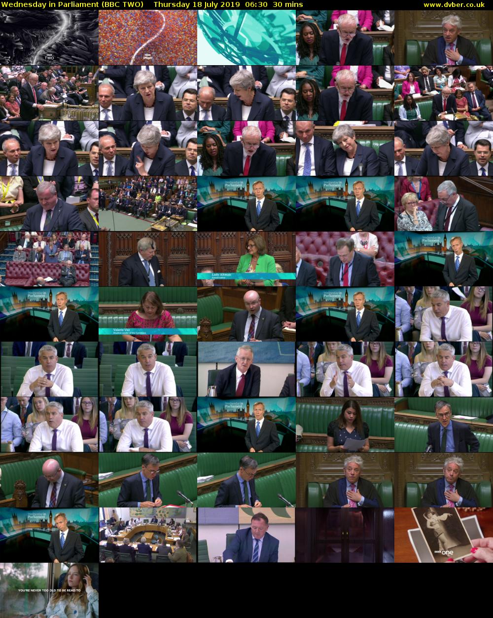 Wednesday in Parliament (BBC TWO) Thursday 18 July 2019 06:30 - 07:00