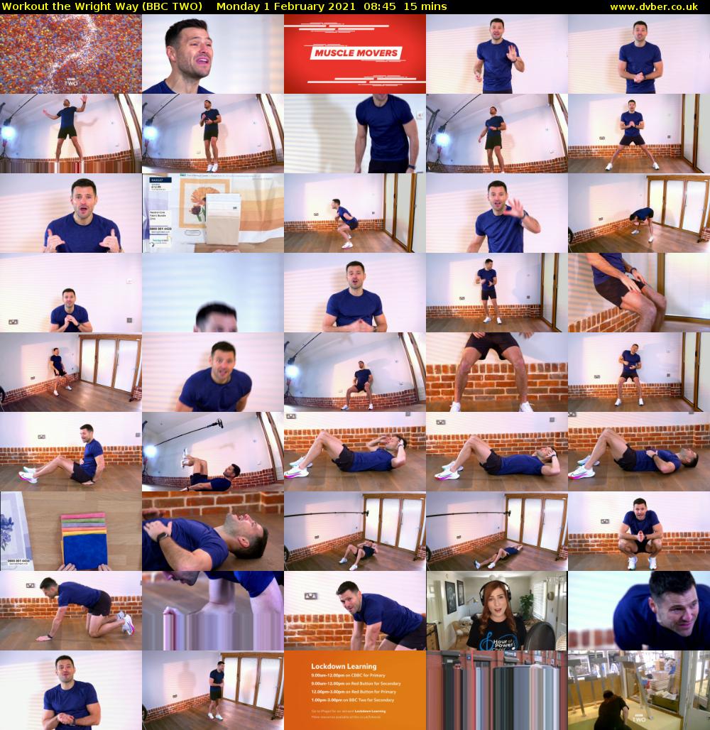 Workout the Wright Way (BBC TWO) Monday 1 February 2021 08:45 - 09:00