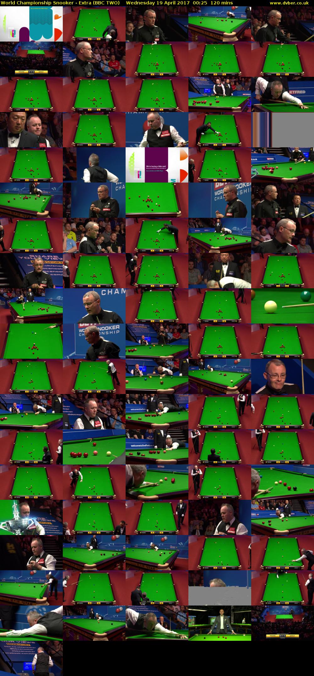 World Championship Snooker - Extra (BBC TWO) Wednesday 19 April 2017 00:25 - 02:25